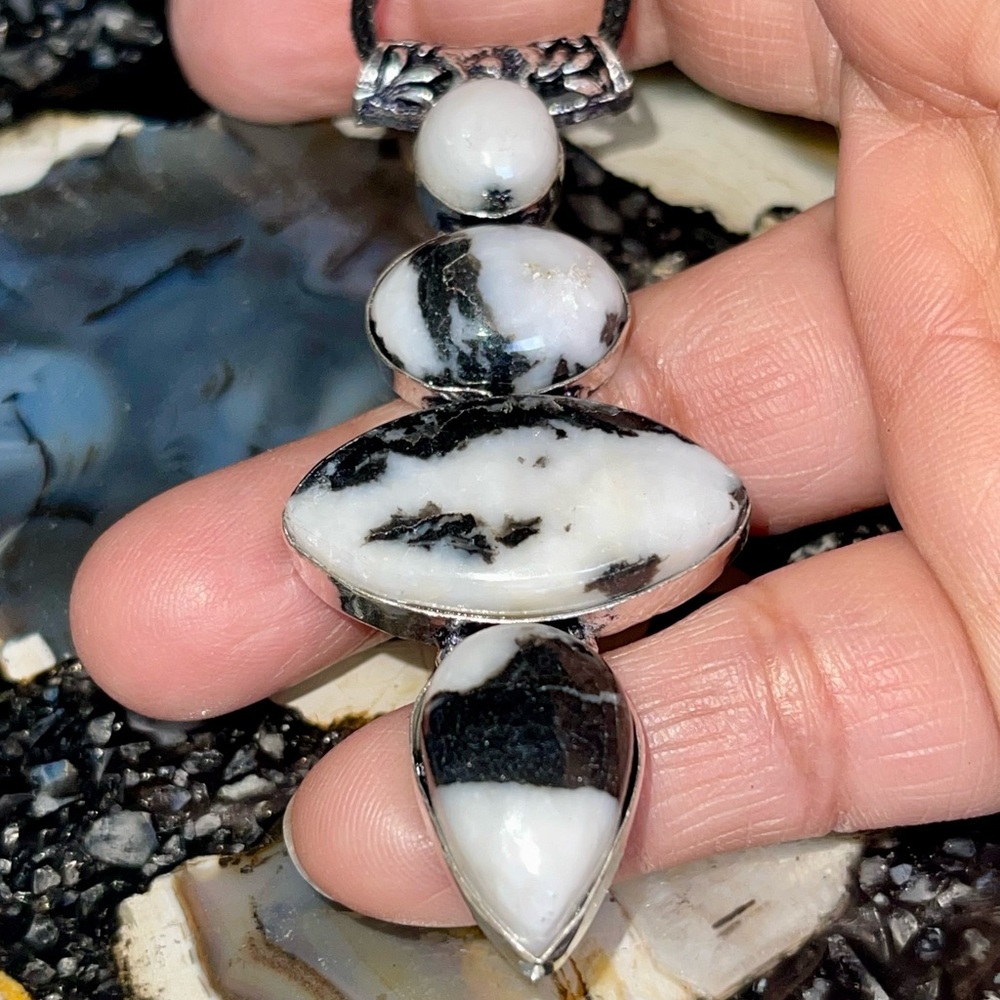 White Buffalo Turquoise Pendant 3” - Picture 7 of 17